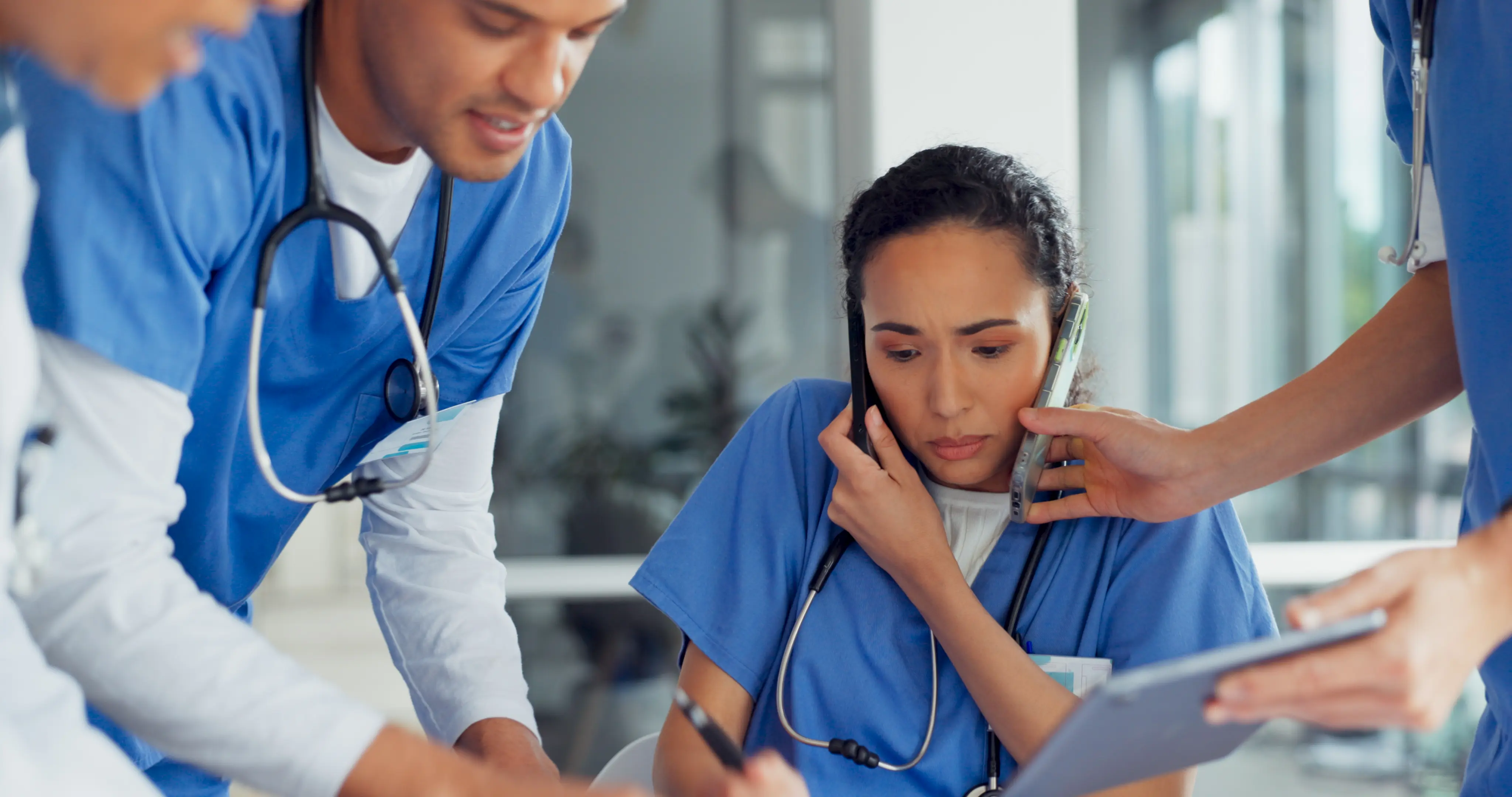 74% of medical staff are at risk of burnout from overwhelming call volumes and administrative tasks